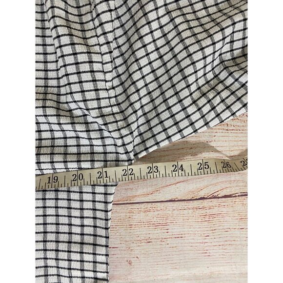 Max Studio Women's Black And White Plaid Half Puff Sleeve Blouse - Large - Picture 8 of 12